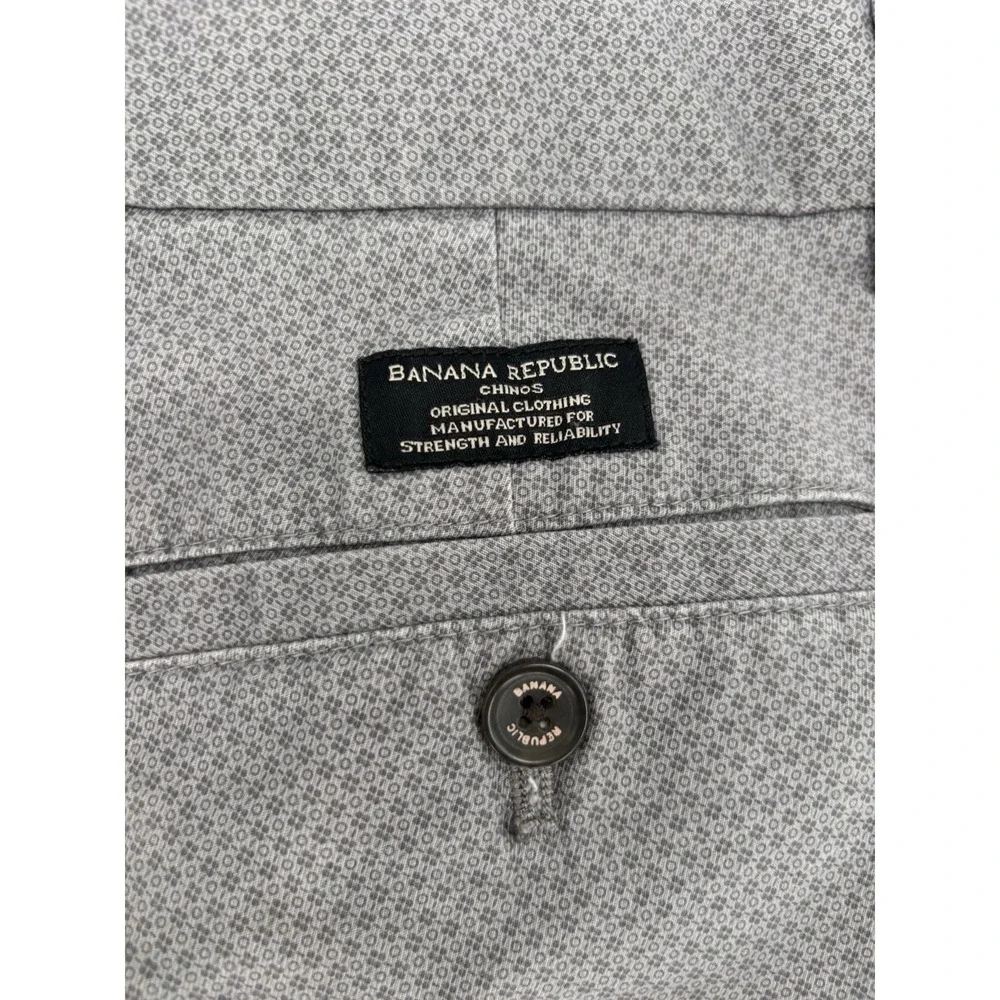 Banana Republic Mason Chino Pants Gray Geometric Stretch Men's 32x31 Slim Casual